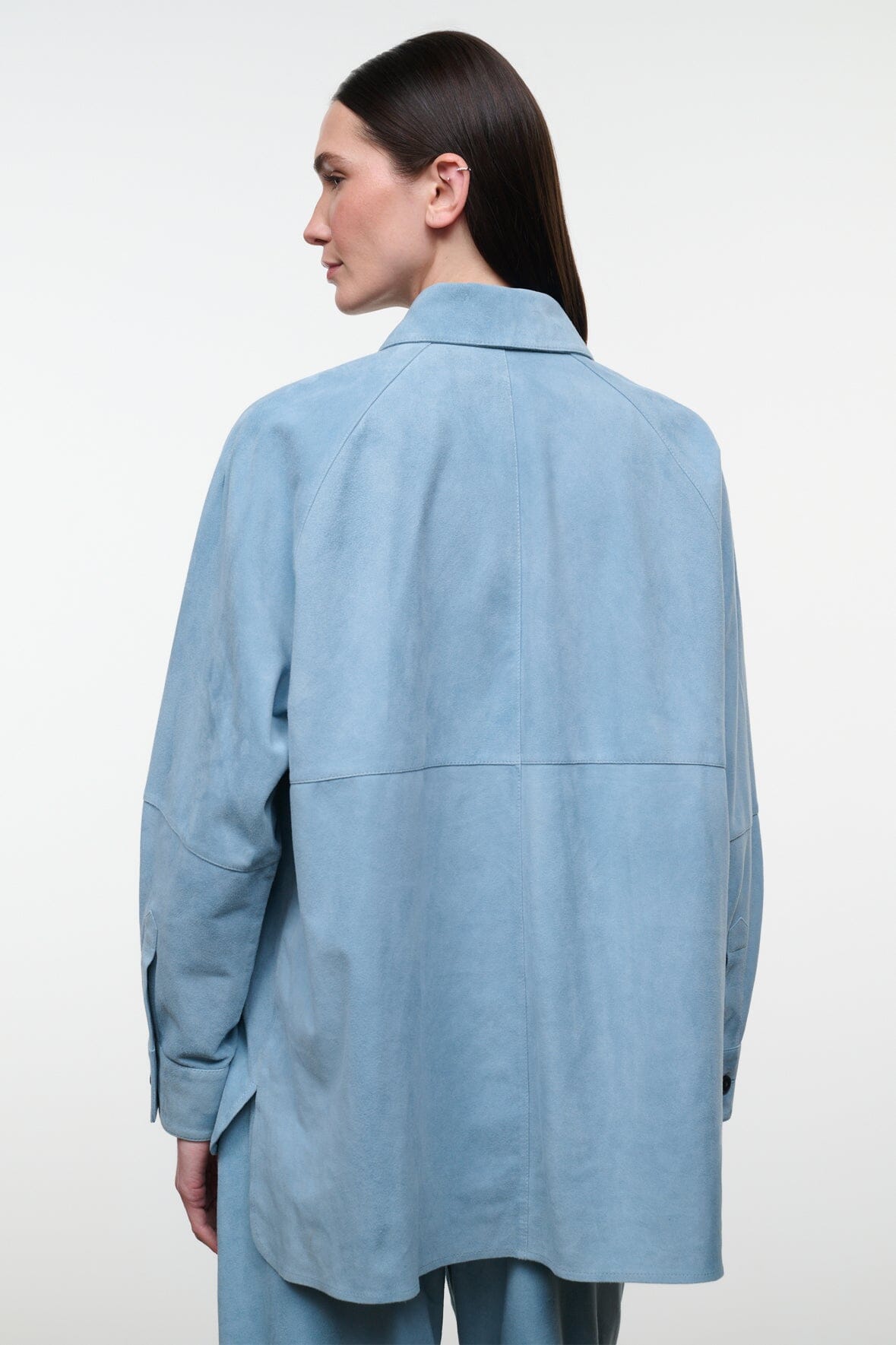STAUD Clothing|New In Josette Suede Shirt Sky