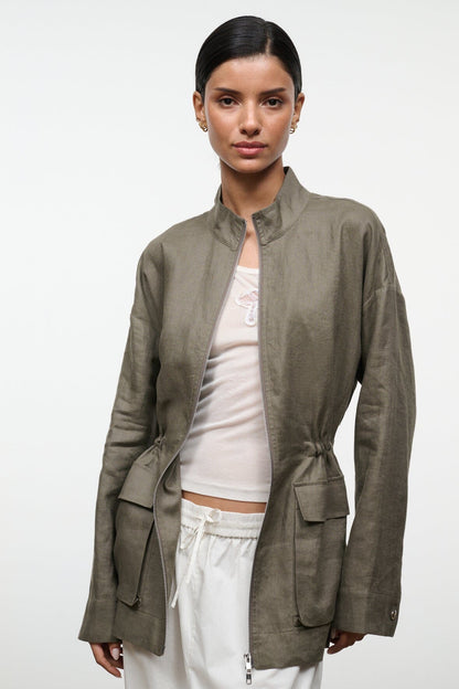 STAUD Clothing|New In Reed Linen Jacket Thyme