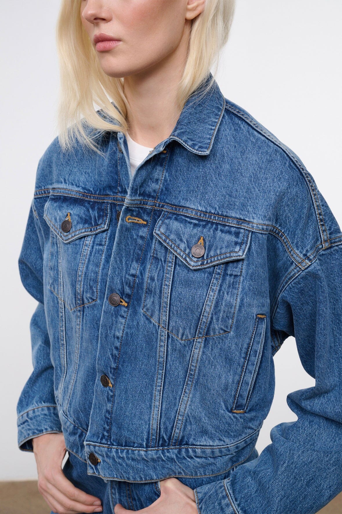 STAUD Clothing Glen Denim Jacket Vintage Wash