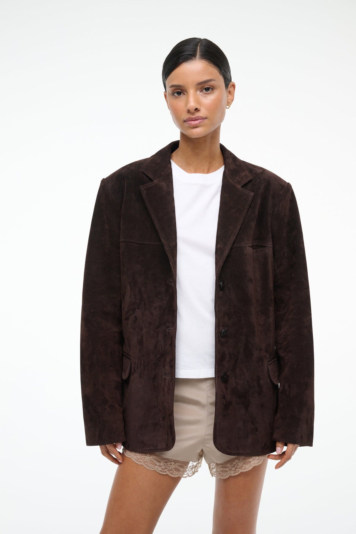 STAUD Clothing Natalie Suede Jacket Espresso