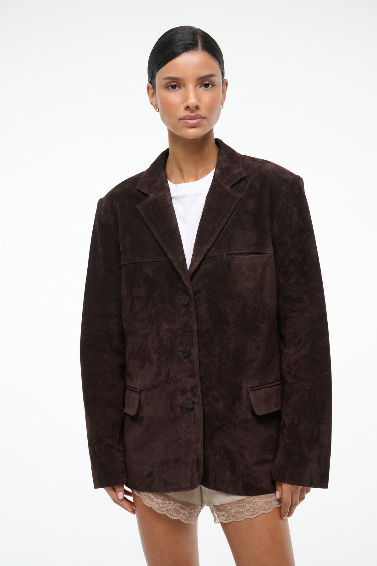 STAUD Clothing Natalie Suede Jacket Espresso