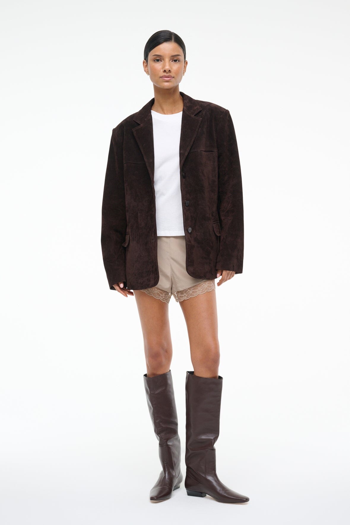 STAUD Clothing Natalie Suede Jacket Espresso