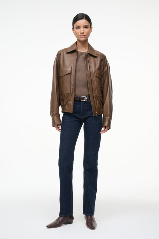 STAUD Clothing Eugene Leather Jacket Truffle