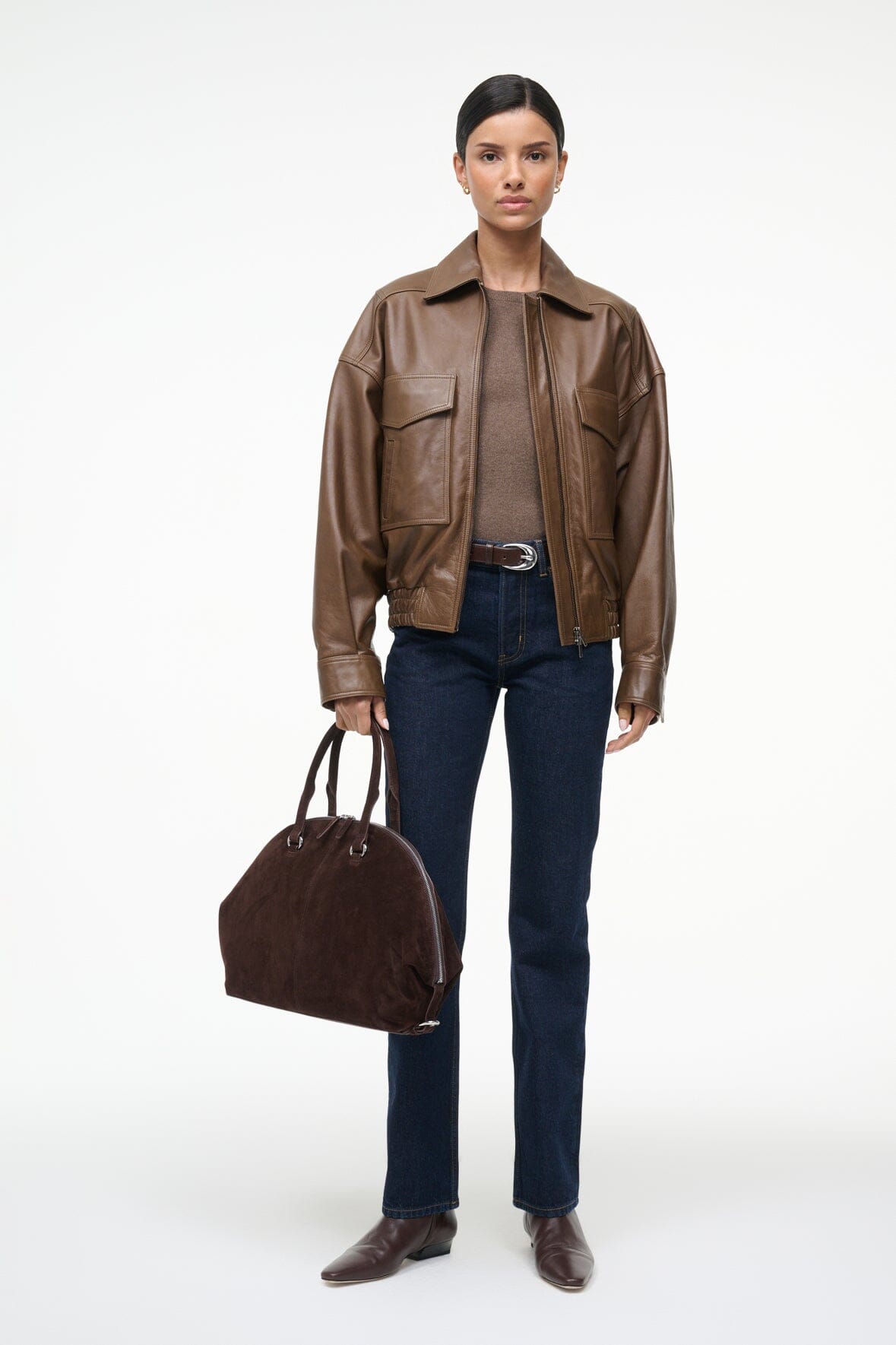 STAUD Clothing Eugene Leather Jacket Truffle