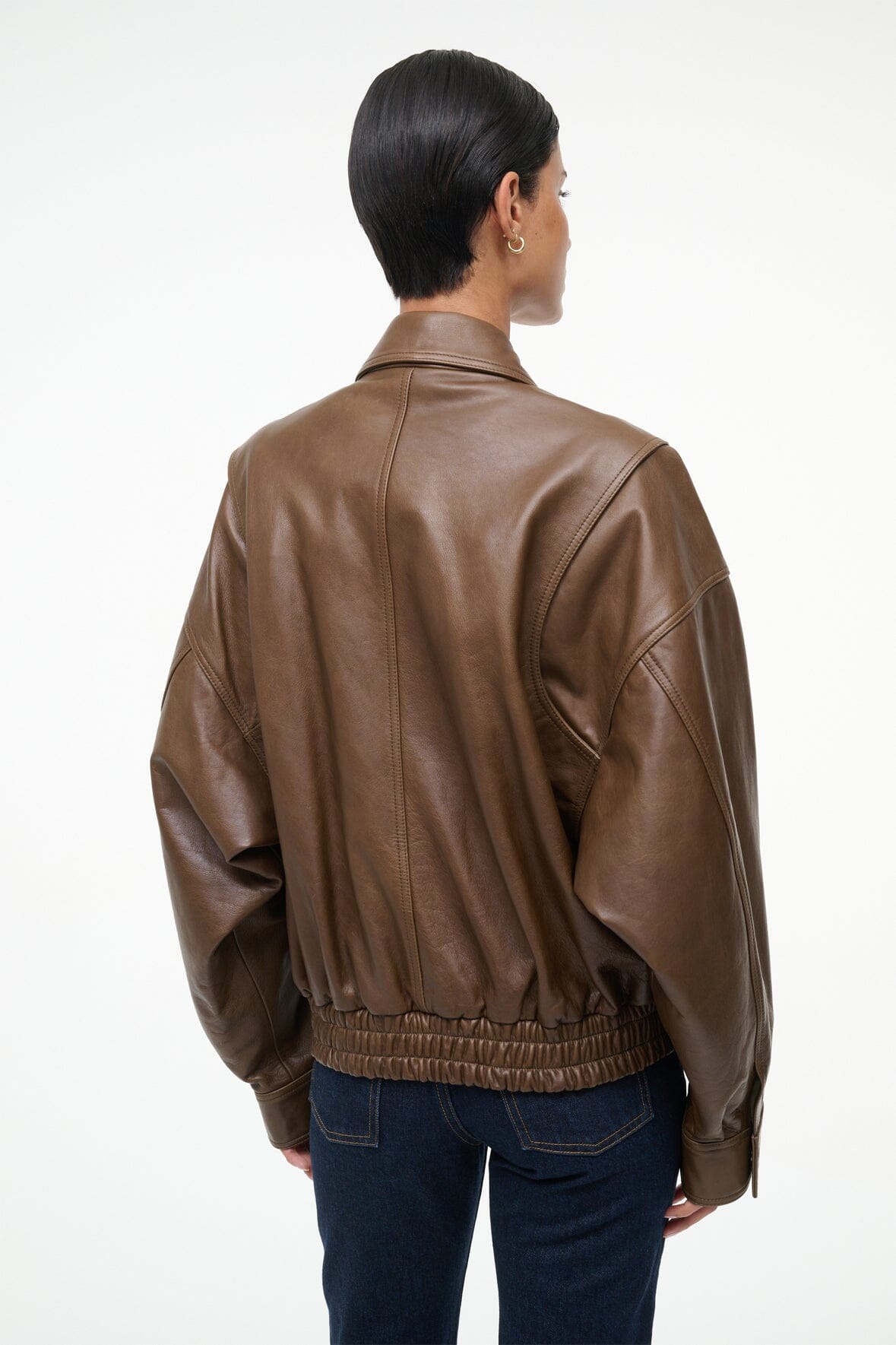 STAUD Clothing Eugene Leather Jacket Truffle