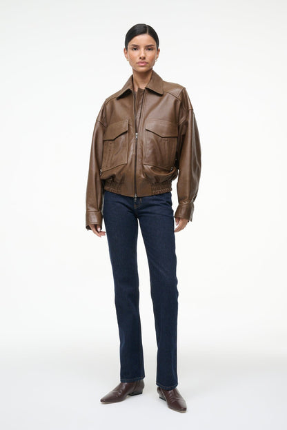 STAUD Clothing Eugene Leather Jacket Truffle