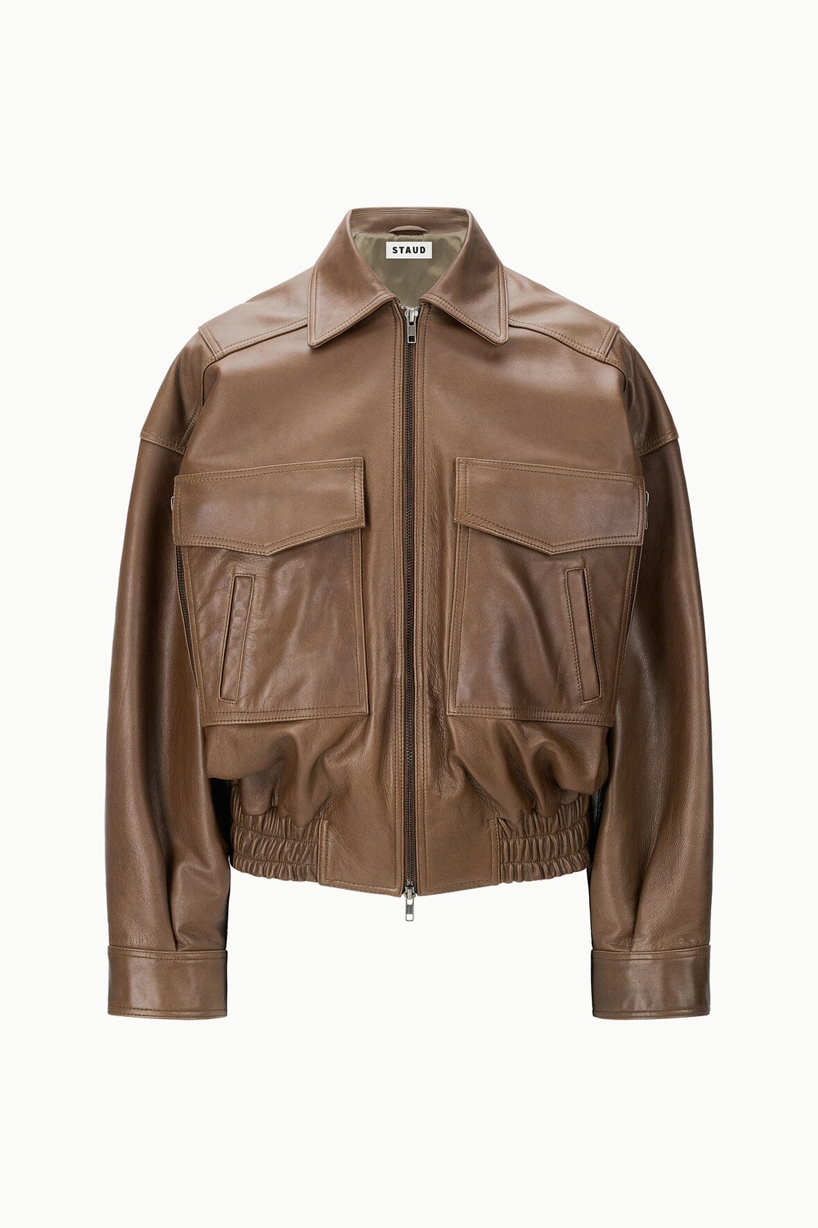 STAUD Clothing Eugene Leather Jacket Truffle