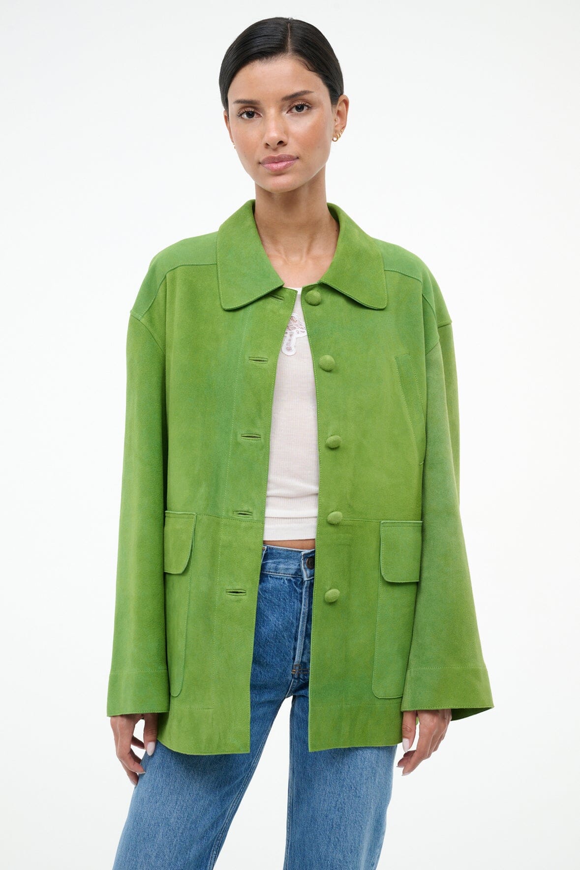 STAUD Clothing Roxanne Suede Jacket Leaf Suede