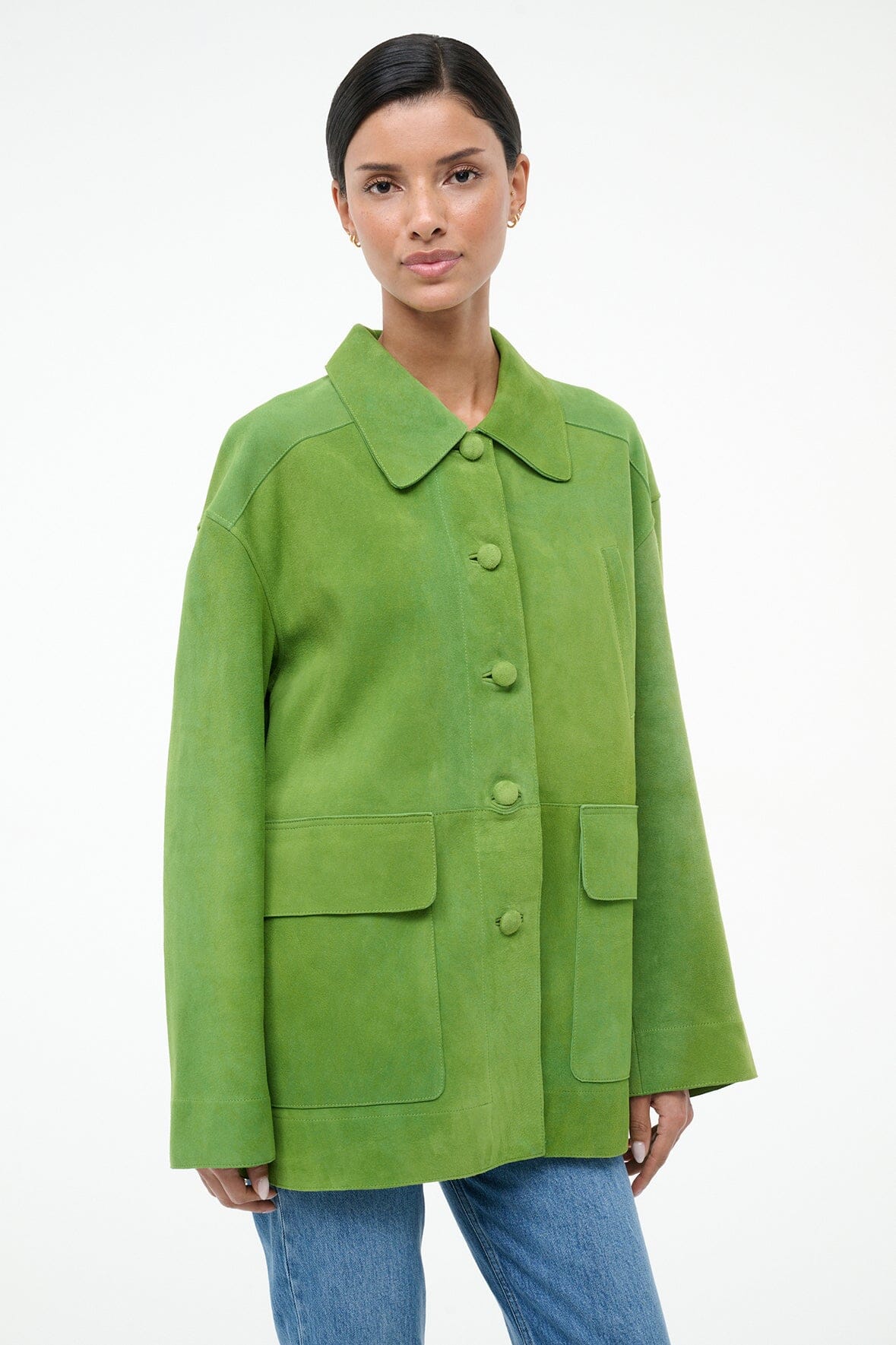 STAUD Clothing Roxanne Suede Jacket Leaf Suede