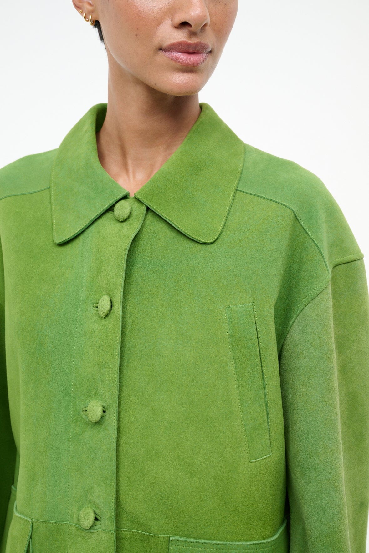 STAUD Clothing Roxanne Suede Jacket Leaf Suede