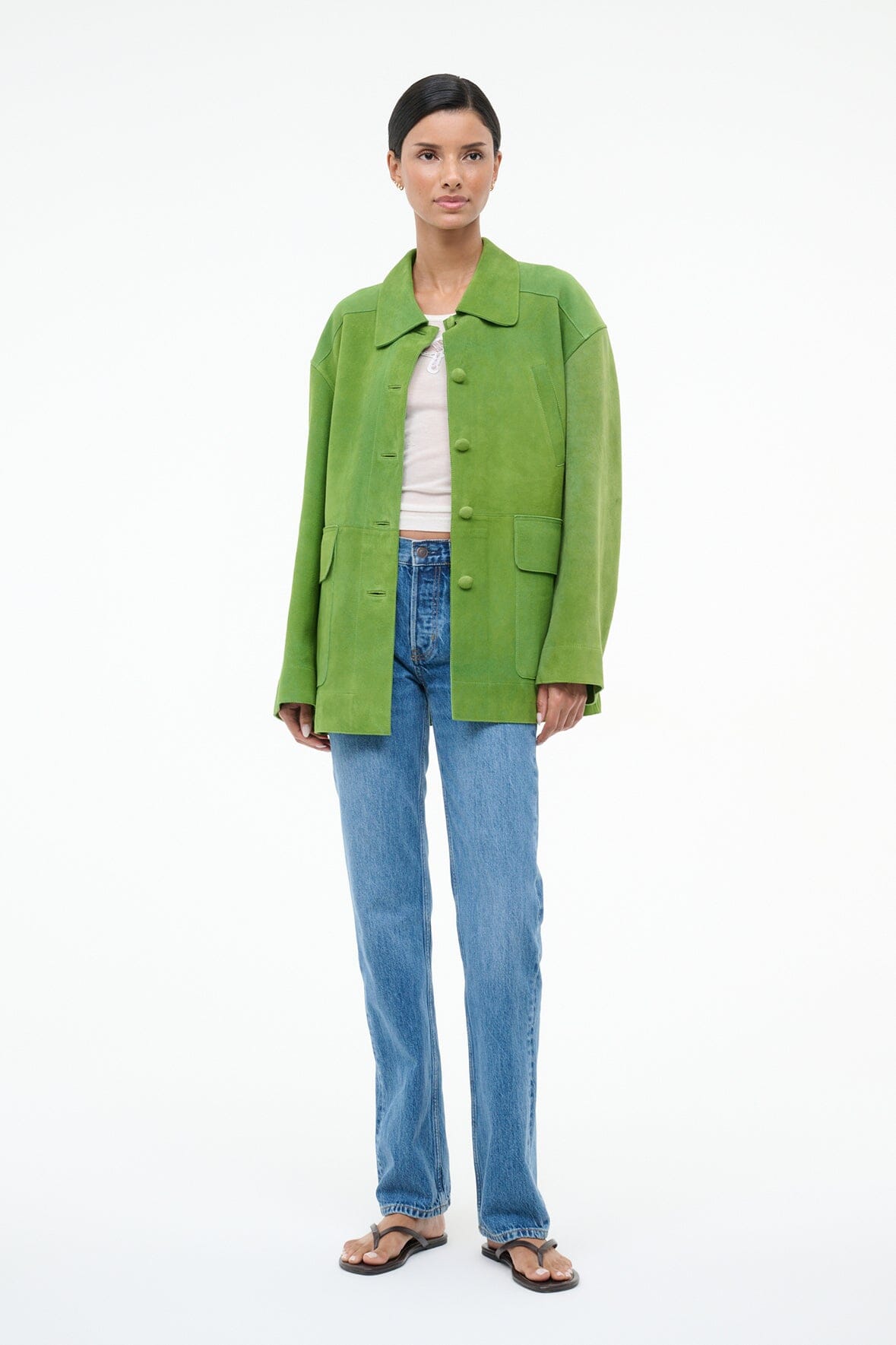 STAUD Clothing Roxanne Suede Jacket Leaf Suede