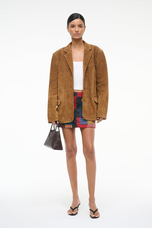 STAUD Clothing Natalie Suede Jacket Tan