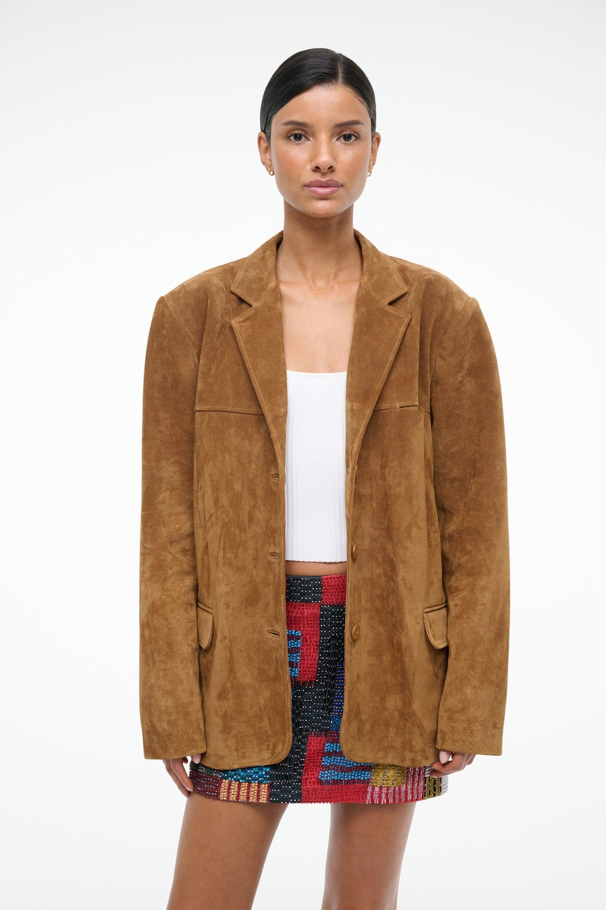 STAUD Clothing Natalie Suede Jacket Tan