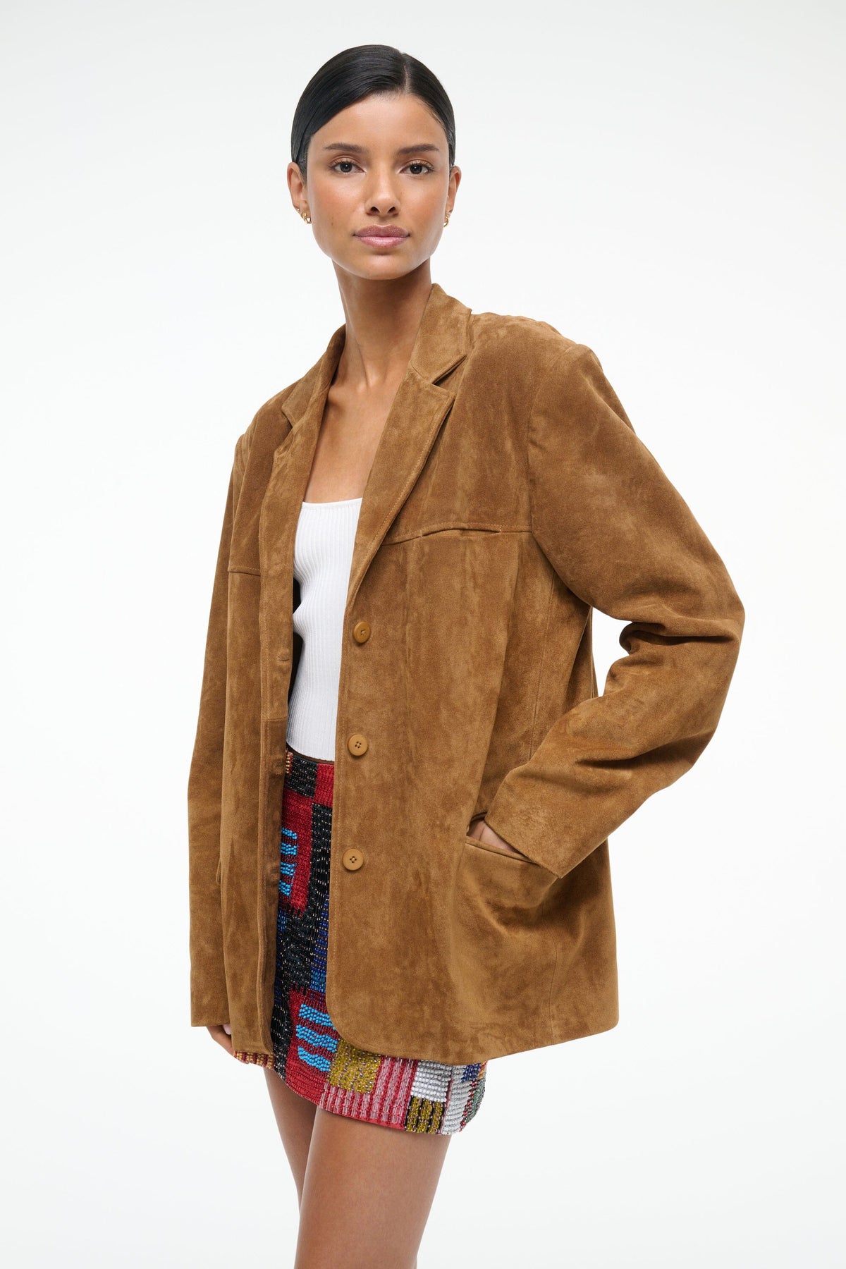 STAUD Clothing Natalie Suede Jacket Tan