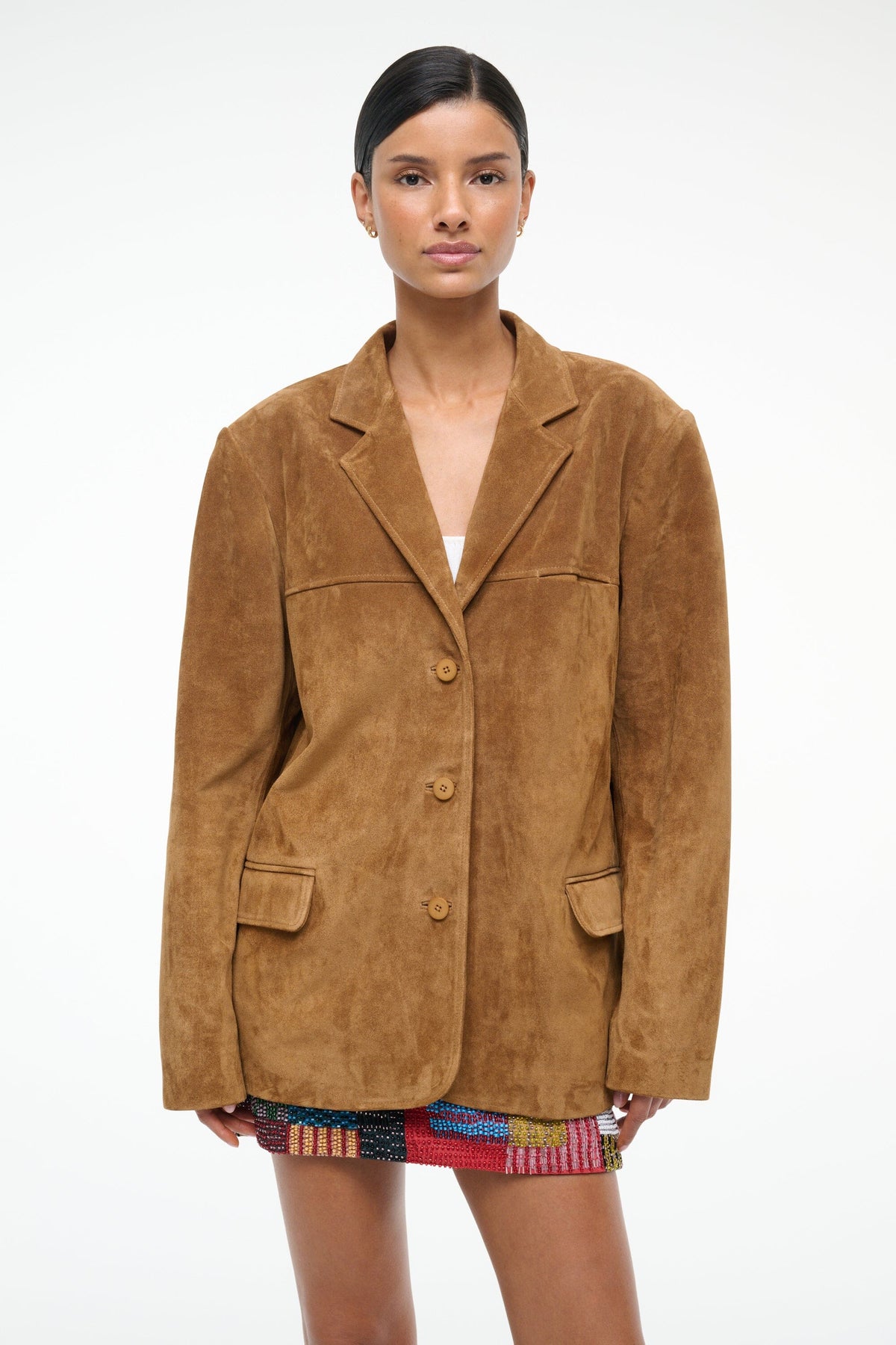 STAUD Clothing Natalie Suede Jacket Tan