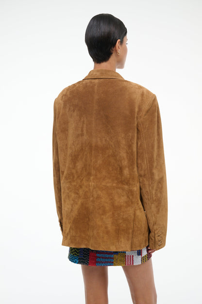 STAUD Clothing Natalie Suede Jacket Tan