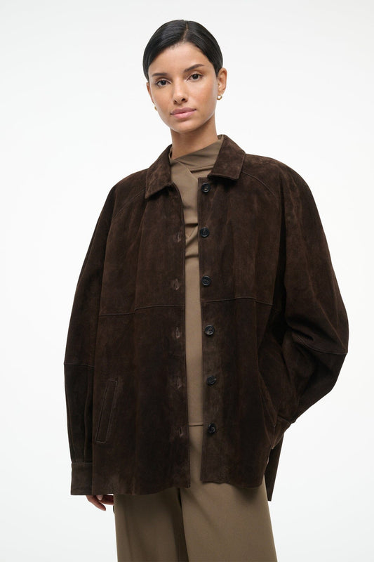 STAUD Clothing Josette Suede Shirt Espresso