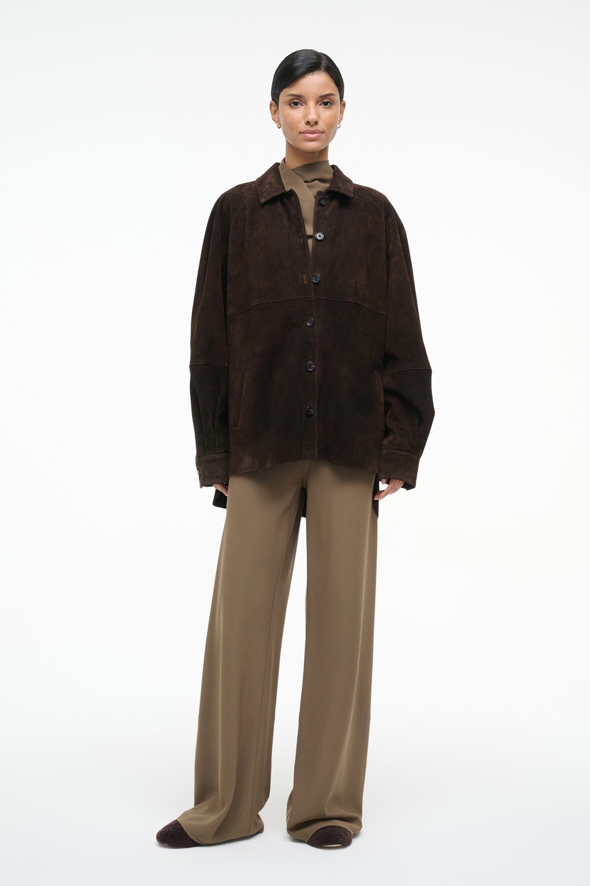 STAUD Clothing Josette Suede Shirt Espresso