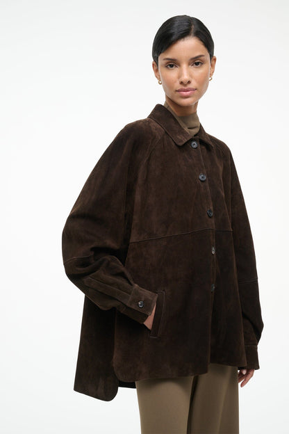 STAUD Clothing Josette Suede Shirt Espresso