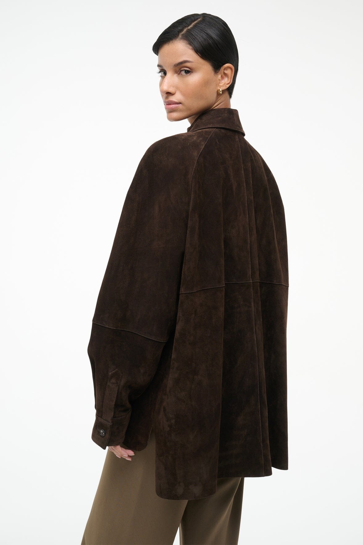 STAUD Clothing Josette Suede Shirt Espresso