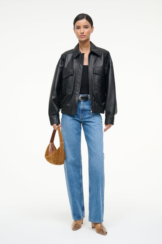 STAUD Clothing Eugene Leather Jacket Black