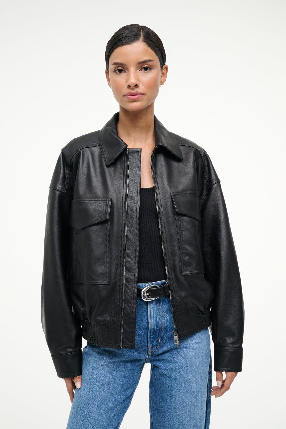 STAUD Clothing Eugene Leather Jacket Black