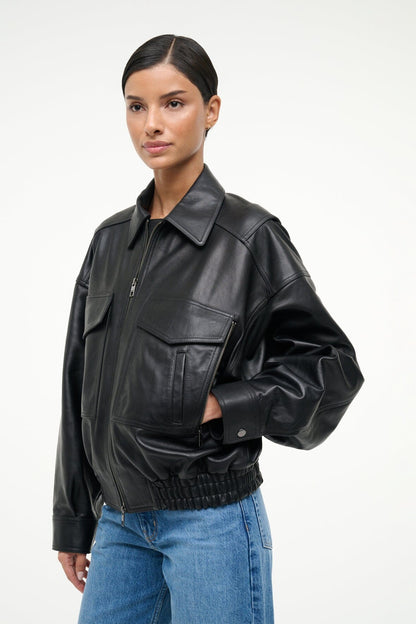 STAUD Clothing Eugene Leather Jacket Black