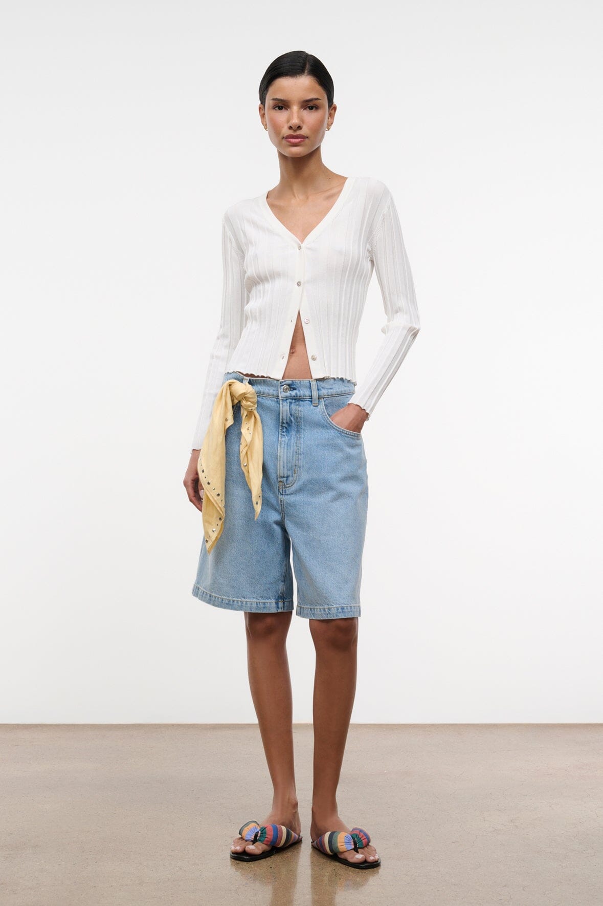 STAUD Clothing Ezra Cardigan Ivory