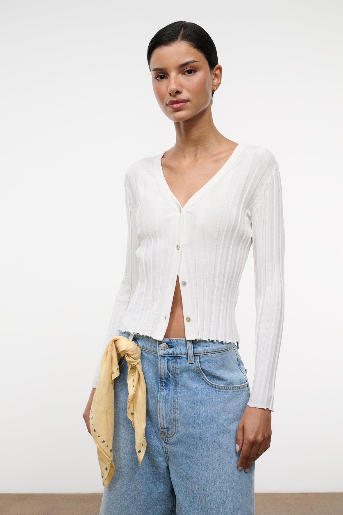 STAUD Clothing Ezra Cardigan Ivory