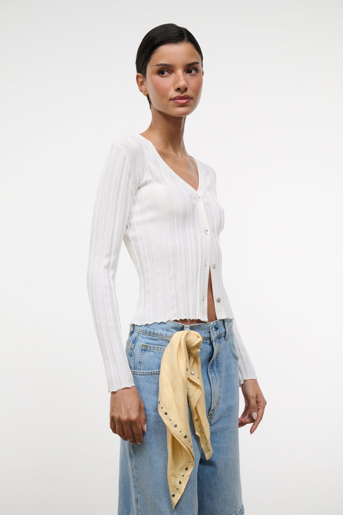STAUD Clothing Ezra Cardigan Ivory