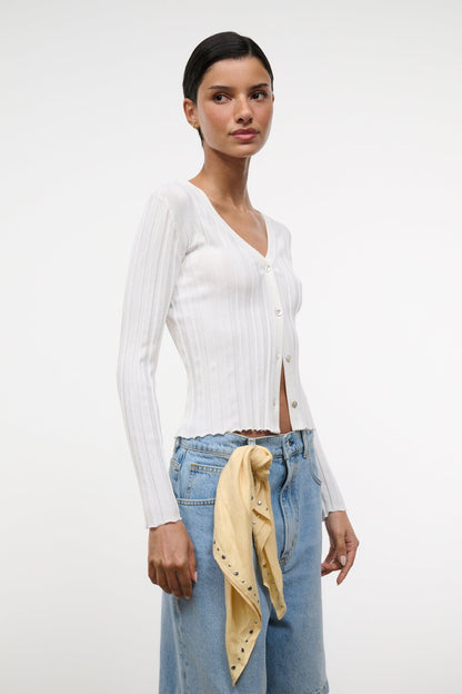 STAUD Clothing Ezra Cardigan Ivory