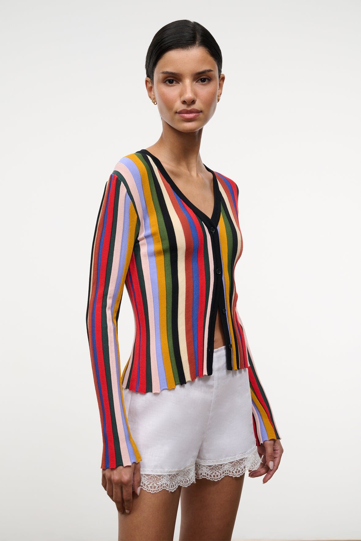 STAUD Clothing Ezra Cardigan Artist Stripe