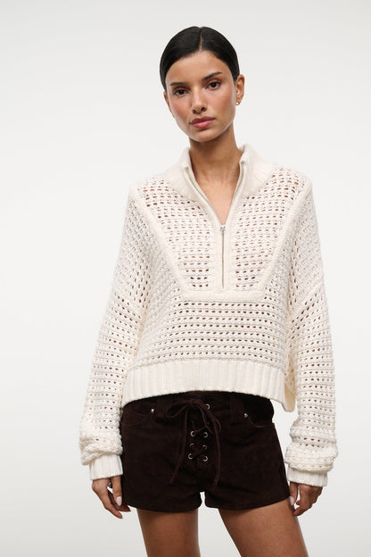STAUD Clothing Su26 Cropped Hampton Sweater Ivory