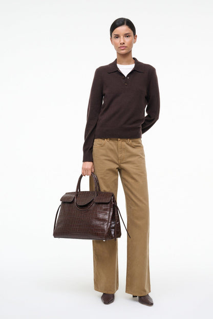 STAUD Clothing Gemma Cashmere Sweater Dark Chocolate