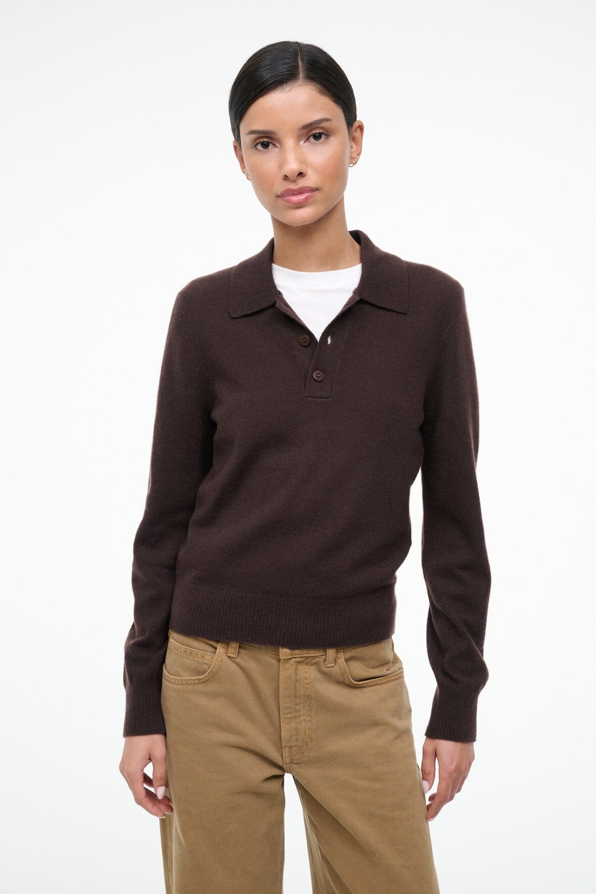 STAUD Clothing Gemma Cashmere Sweater Dark Chocolate