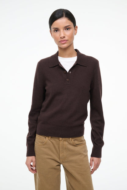 STAUD Clothing Gemma Cashmere Sweater Dark Chocolate