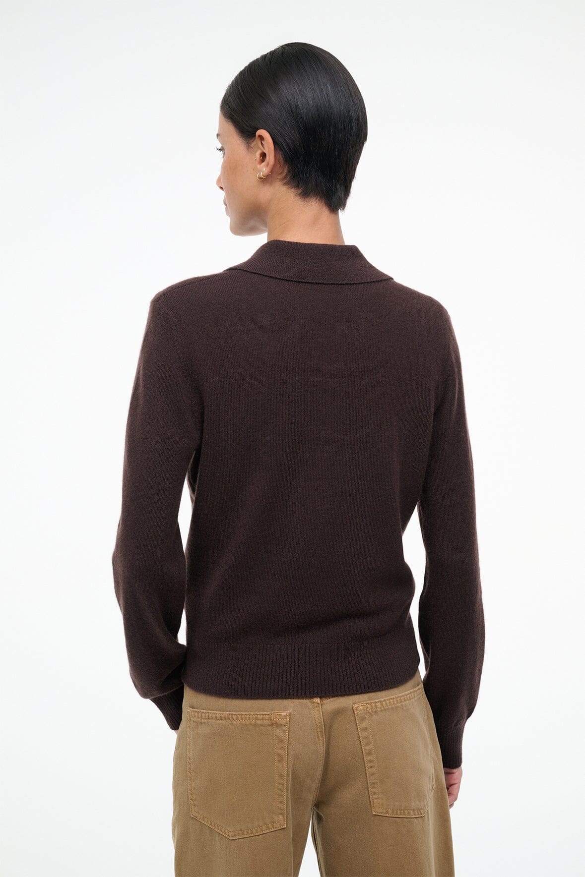 STAUD Clothing Gemma Cashmere Sweater Dark Chocolate