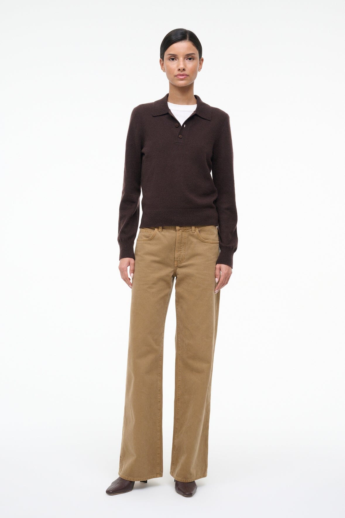 STAUD Clothing Gemma Cashmere Sweater Dark Chocolate