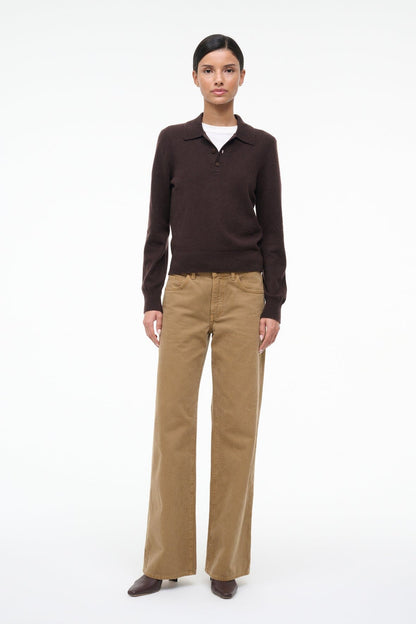 STAUD Clothing Gemma Cashmere Sweater Dark Chocolate