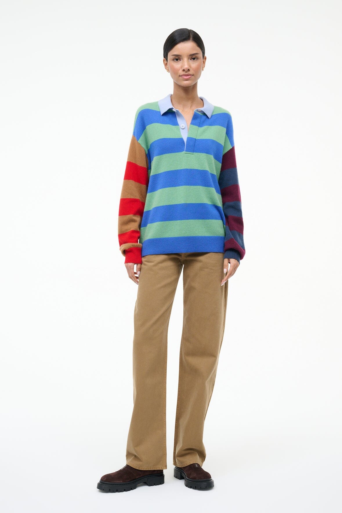 STAUD Clothing Michael Cashmere Sweater Multi Stripe