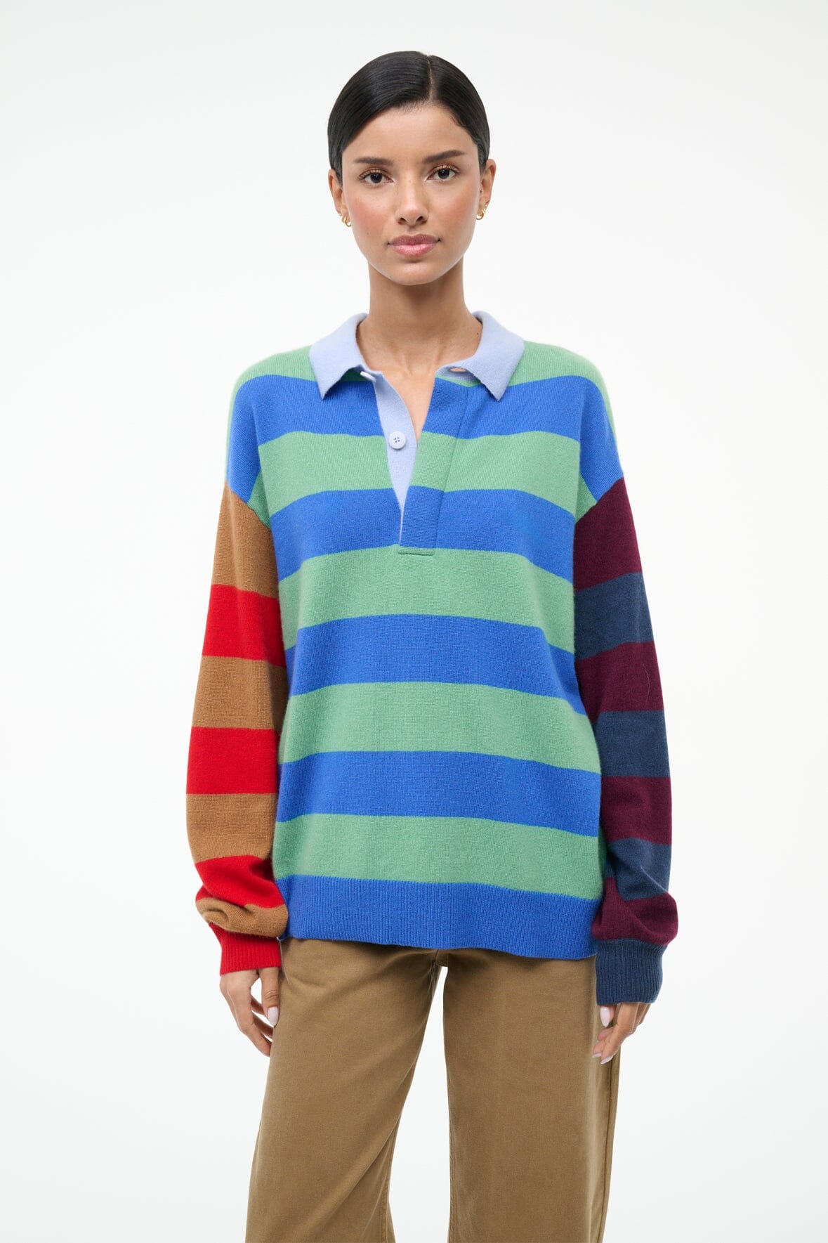 STAUD Clothing Michael Cashmere Sweater Multi Stripe