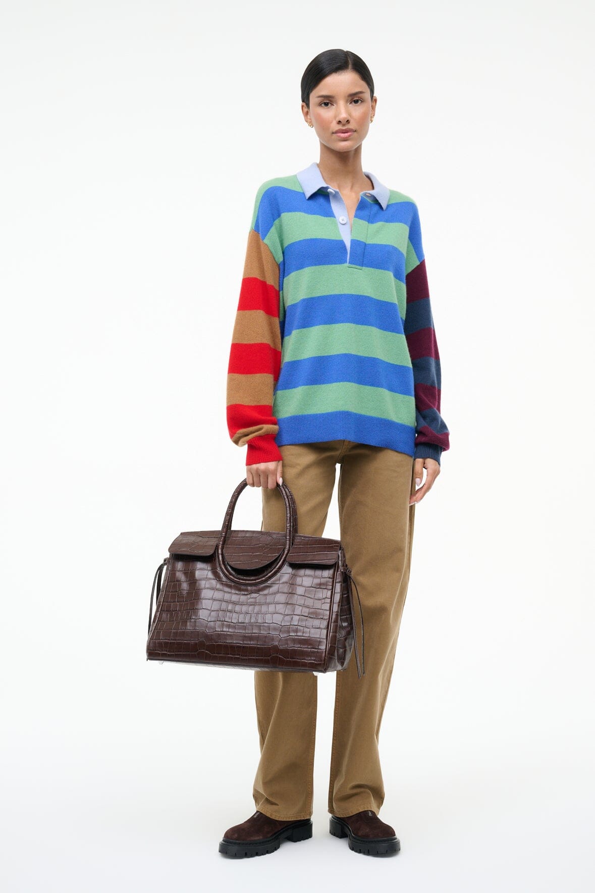STAUD Clothing Michael Cashmere Sweater Multi Stripe