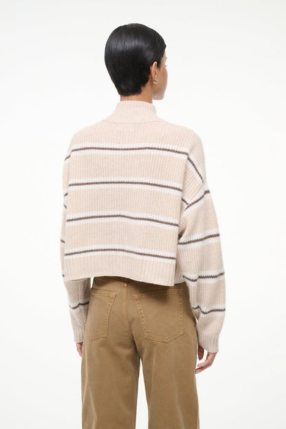 STAUD Clothing Cashmere Cropped Hampton Sweater Whisper Stripe