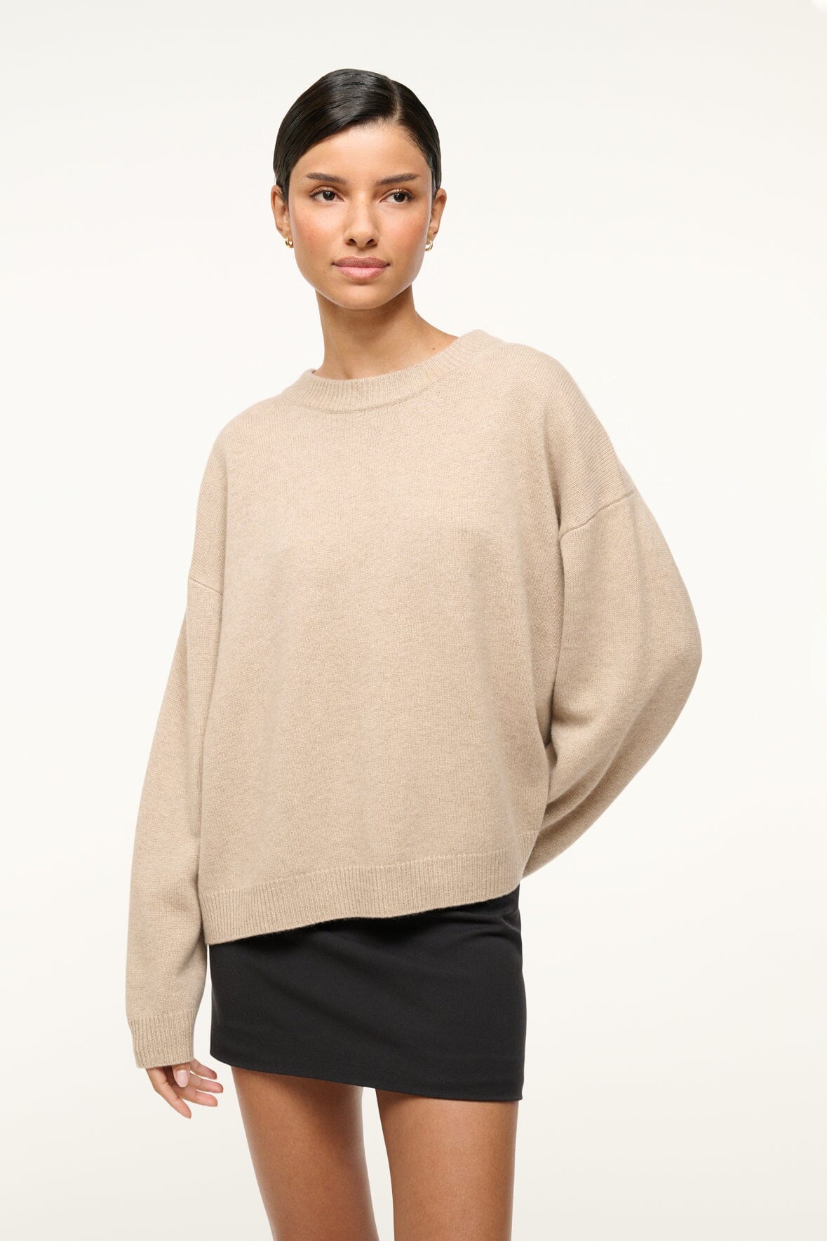 STAUD Clothing Serrano Cashmere Relaxed Crew Stone