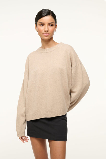 STAUD Clothing Serrano Cashmere Relaxed Crew Stone