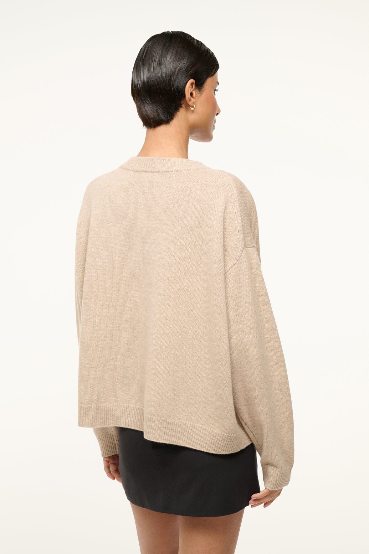 STAUD Clothing Serrano Cashmere Relaxed Crew Stone
