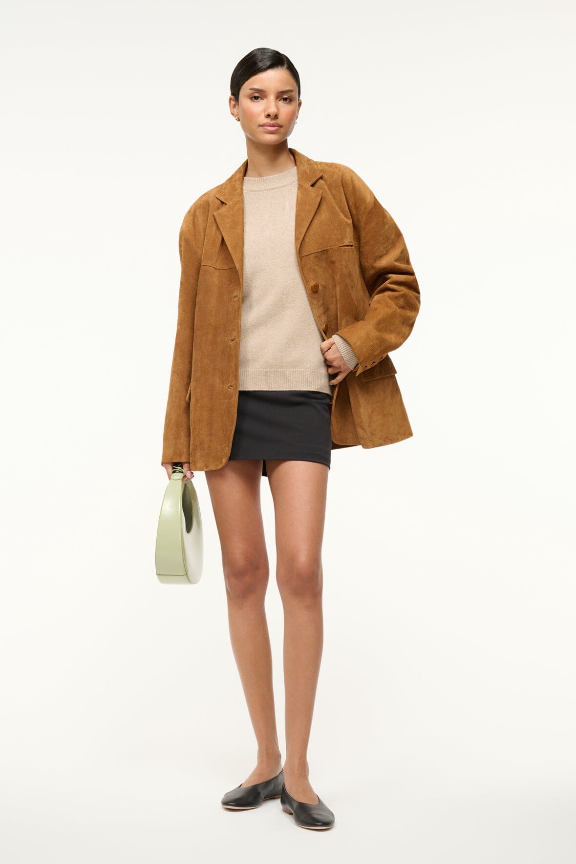 STAUD Clothing Serrano Cashmere Relaxed Crew Stone