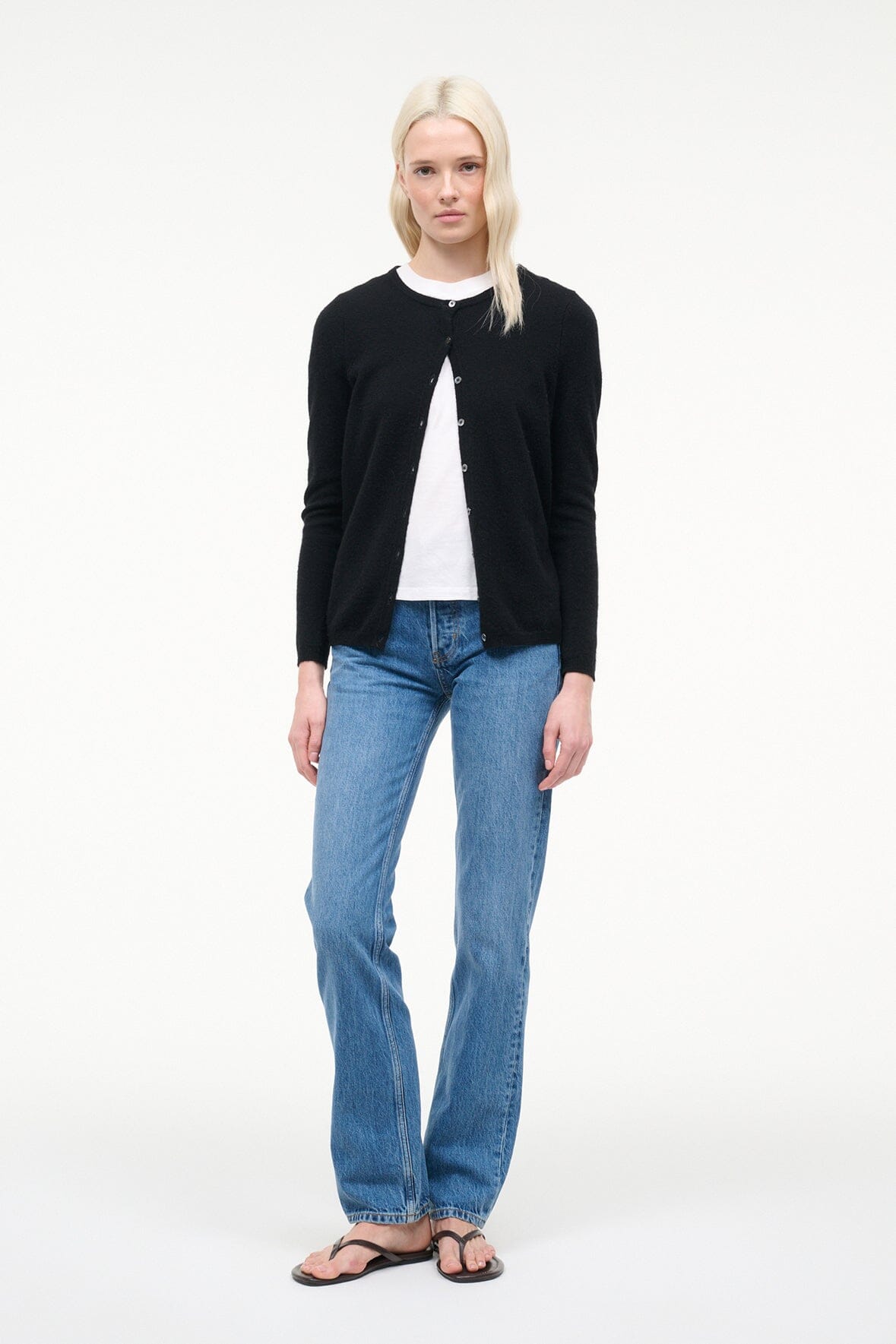 STAUD Clothing Midnight Cashmere Cardigan Black