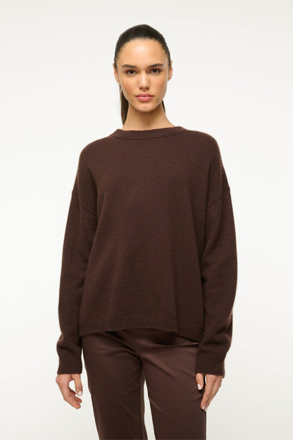 STAUD Clothing Serrano Cashmere Relaxed Crew Dark Chocolate