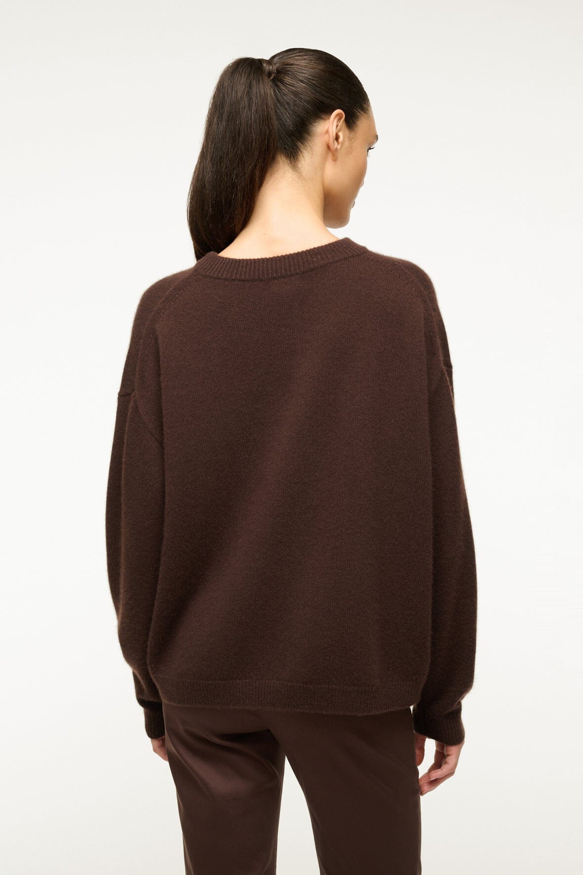 STAUD Clothing Serrano Cashmere Relaxed Crew Dark Chocolate